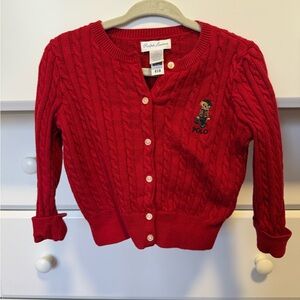 Ralph Lauren Red Cable Knit Cardigan